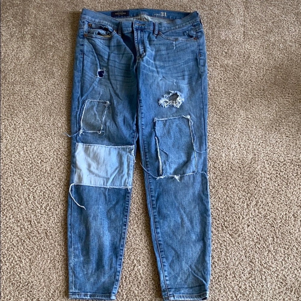 J crew patched jeans